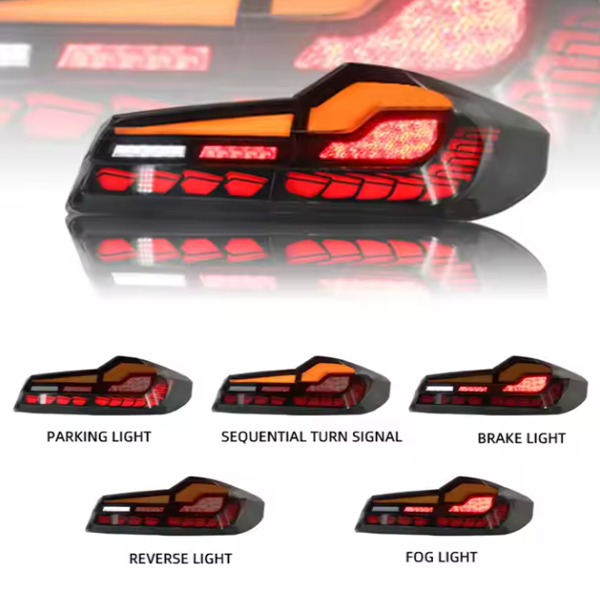 Modified Dragon Scale LED Tail Light for BMW 5 Series G30 G38 2010-2019 New Red Lens Yellow Light Rear Lamp Tail Lamp Assembly