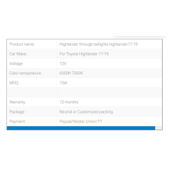 For Toyota Highlander Tail Light/Spoiler Lamp 2015-19 Year