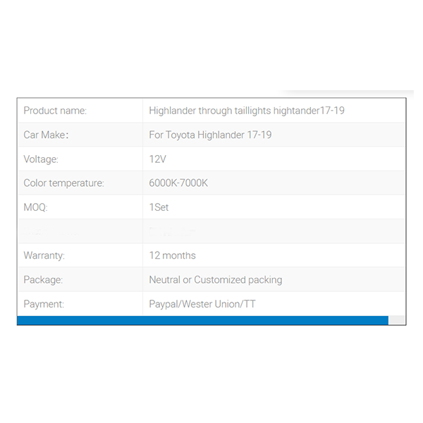 For Toyota Highlander Tail Light/Spoiler Lamp 2015-19 Year