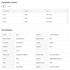LED Tail Light With Sequential Turning Signal for LEXUS IS250 IS300 IS350 2013-2020 Assembly