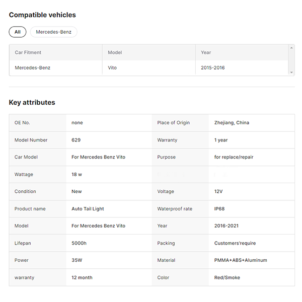 For Mercedes Benz 2016-2021 Vito V250 V260 Tail Lamp Modified LED Auto Parts
