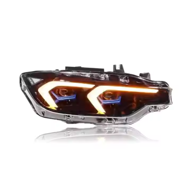 For 2013-2018 BMW 3 Series DRL Auto Lighting LED Headlights With Yellow & White Turn Signal ABS Material F30 F35 F80 LCI Models