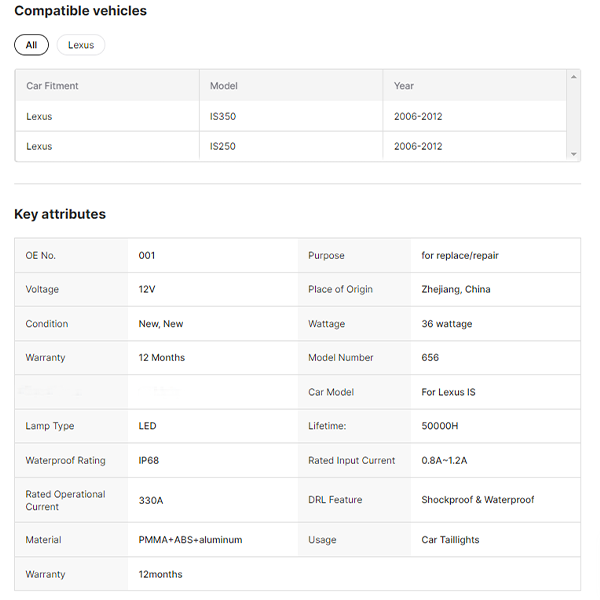 RGB STYLE Taillights for Lexus IS250 IS300 IS350 2013-2020 Tail Lamp