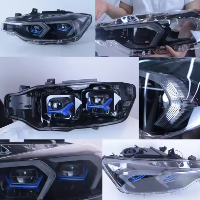 For 2013-2018 BMW 3 Series DRL Auto Lighting LED Headlights With Yellow & White Turn Signal ABS Material F30 F35 F80 LCI Models