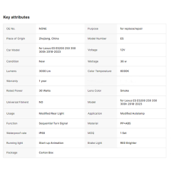 Rear Lamp for Lexus ES ES200 250 350 300h 2018-2023 Taillamp Led Tail Lights Auto Accessories Spoiler Lamp