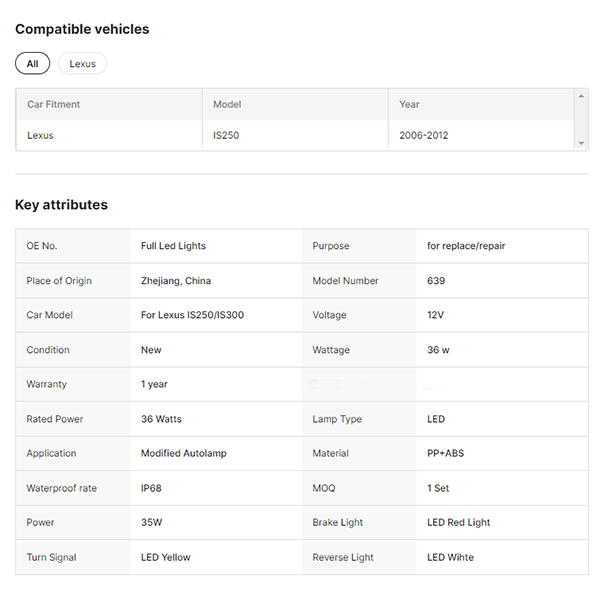 Modified Rear Lamp for Lexus IS250 IS350 2006-2012 Led Tail Light Lamp With Sequential Turn Signal Auto Parts