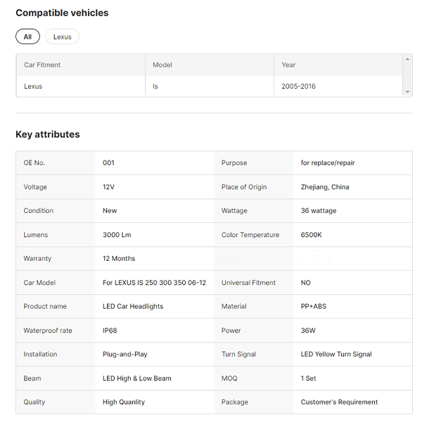 RGB LED Headlamp Headlights for Lexus IS250 IS300 IS350 2006-2012 Modified Full-LED Assembly for Front Lamp