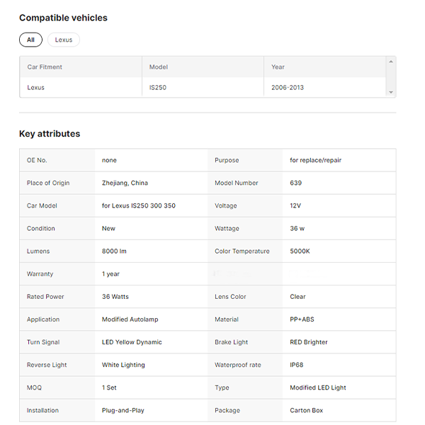 Fog Lamp for Lexus IS250 IS350 2006-2012 Manufacturer Led Tail Light With Sequential Turn Signal Lamp Assembly