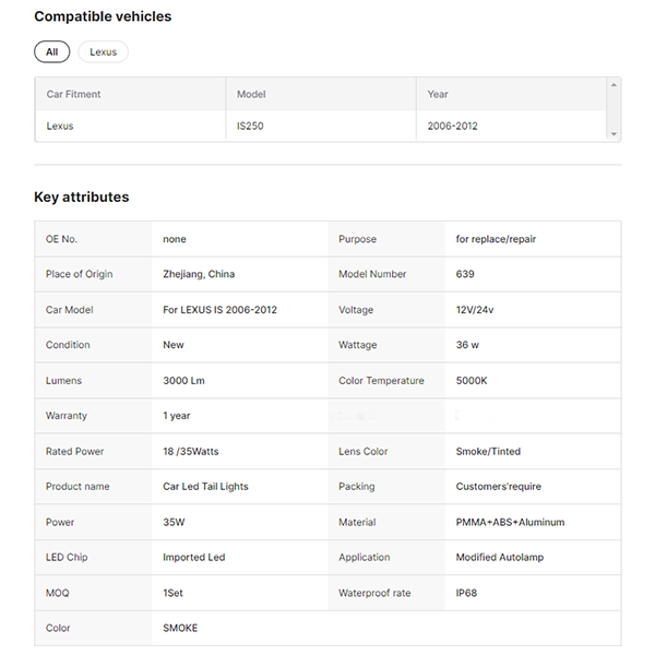 RGB Style Full LED Tail Lamp 2006-2012 IS250 IS350 ISF for Lexus IS Led Tail Light With Sequential Auto Parts