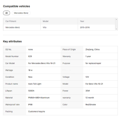 Lights for Vito W447 2016-2022 V220 V260 V Class Metris Led Auto Taillight Upgrade Dynamic