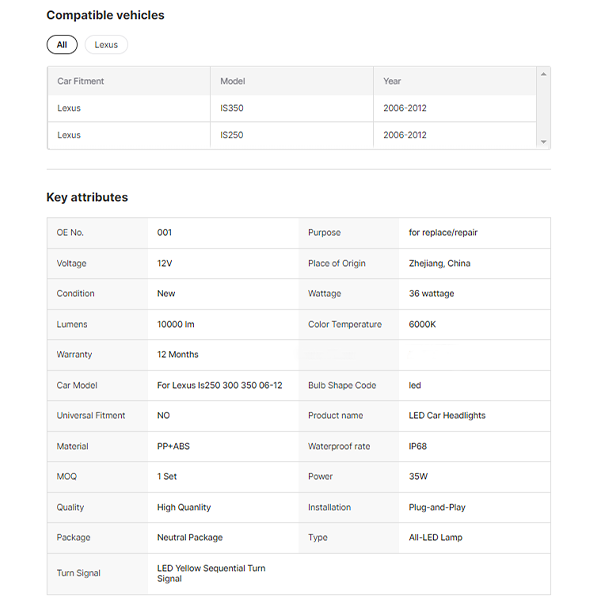 RGB LED Car Head LAMP DRL Start up Animation IS250 IS350 ISF 200d 2006-2013 Plug and Play Headlights for Lexus IS250