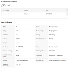 High Quality LED DRL Headlight for BMW F30/F35/F80 3-Series 2013-2018 Rear Lamp Accessory Car 12V Volta