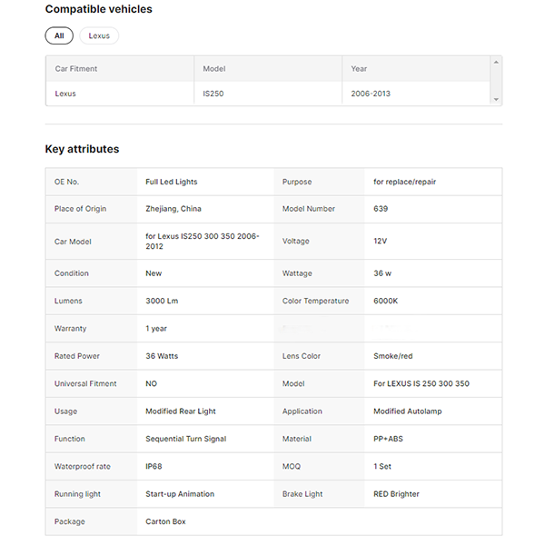 RGB LED Tail Lamp for LEXUS IS 250 300 350 2006 - 2012 Led Tail Lights With Sequential Turn Signal Auto Accessories