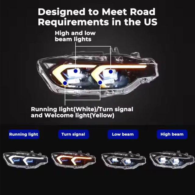 LED Headlamp Front Lamp Assembly for F30 F35 F80 320i 328i 330i 335i New Condition 6000k Color 2013-2018 for BMW 3-series