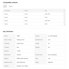 Hot Selling RGB Headlamp for Toyota Camry 2018-2024 LE SE XLE XSE TRD Sedan Headlight Front Lamp