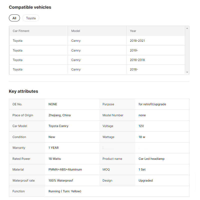 Hot Selling RGB Headlamp for Toyota Camry 2018-2024 LE SE XLE XSE TRD Sedan Headlight Front Lamp