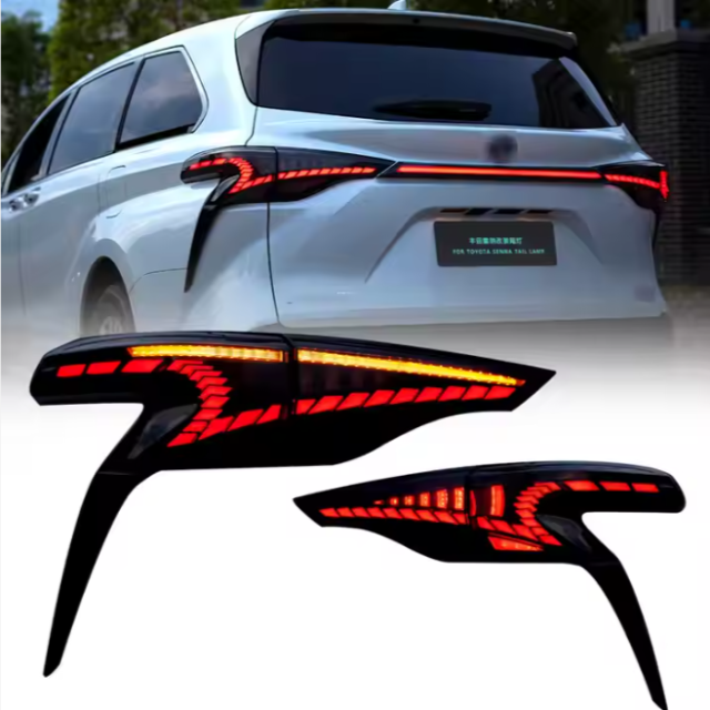 For 2021-2022 Toyota Sienna Factory Car LED Tail Lights Smoked DRL Rear Lamp Assembly Auto Styling Back Lamps