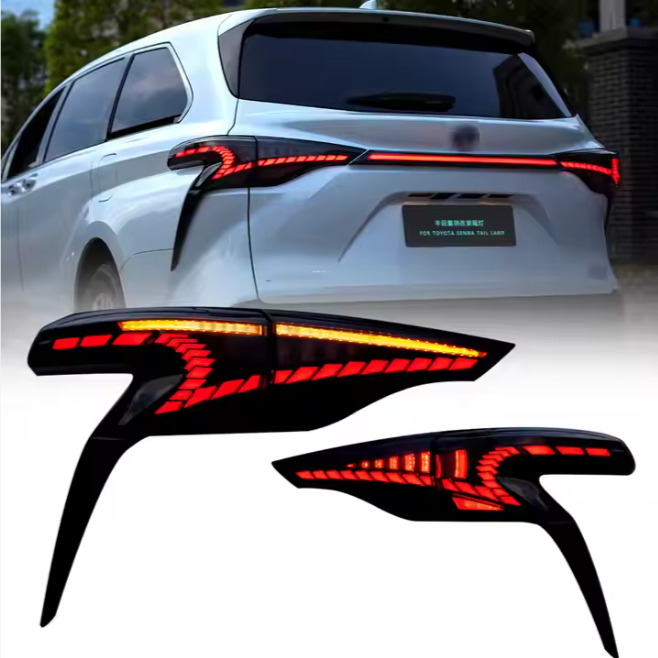 For 2021-2022 Toyota Sienna Factory Car LED Tail Lights Smoked DRL Rear Lamp Assembly Auto Styling Back Lamps