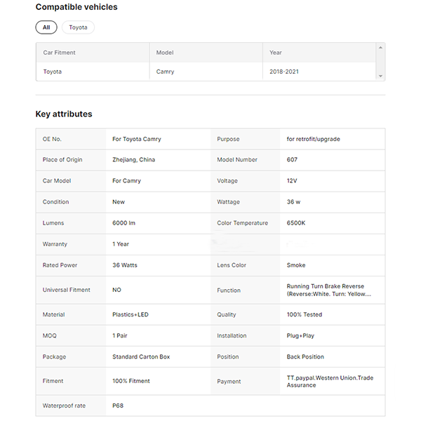 2018-2023 Car Rear Lamps for Toyota Camry 8 Gen Th LE/SE/XLE/XSE/TRD RGB Digital LED Tail Lights Smoke Lens