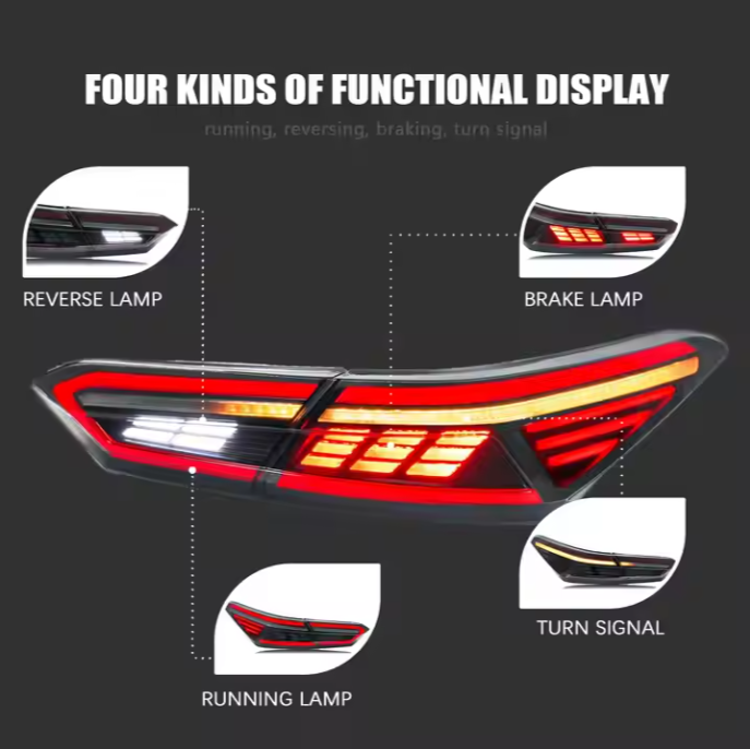 Factory 2018-2024 For Toyota Camry SE XSE LE Lexus Style Sequential Rear Lamps Assembly Hot Sale Smoke LED New Red ABS