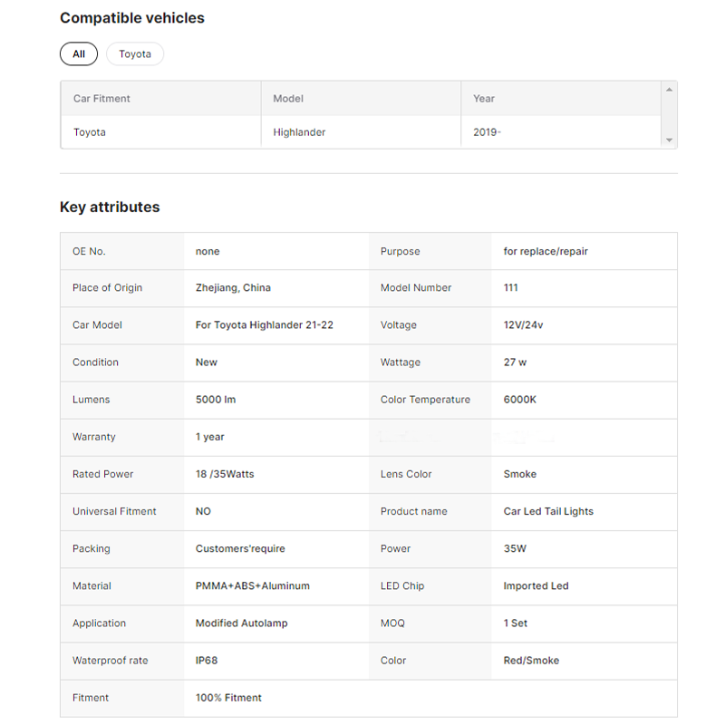 LED Tail Lights for Highlander 21-22 Car Rear Back Lamps Start up Animation for 4th Gen 2020-2022 for Toyota Highlander