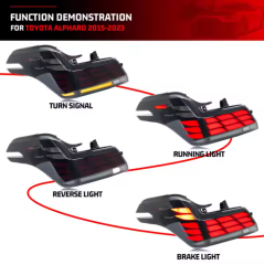 Auto Back Rear Spoiler Lamp 2015-2018 2019-2023 Year Smoke Red 12V LED Tail Lamp for TOYOTA ALPHARD VELLFIR 30 SERIES 35 SERIES