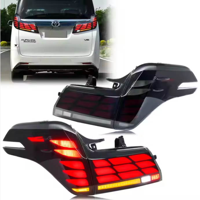 LED Tail Lamp 2015-2018 2019-2023 Year Back Rear Light Smoke Black Color Sequential Turn Signal Light for TOYOTA ALPHARD VELLFIR