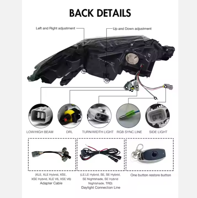 Factory RGB Style Headlamp For Toyota Camry 2018-2024 LE SE XLE XSE TRD Sedan High Blue Animation Start-Up Headlight Car
