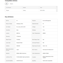 LED Tail Lights with DRL Sequential Turn Light Smoke Car Rear Lamp for Toyota Camry 2012-2014 New Condition No reviews yet