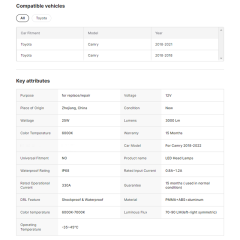 HRS LED Headlamps Assembly for 2018-2022 Toyota Camry XV70/SE/LE/XSE/XLE Front & Rear DRL Bulbs Made of ABS Material