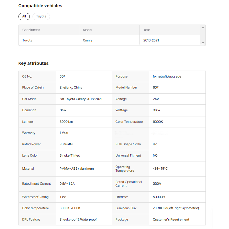 New Arrival Led Tail Lamp for Toyota Camry LED Car Lamp Tail Lights 2018-21 Auto Accessories with Signal Brake Reverse