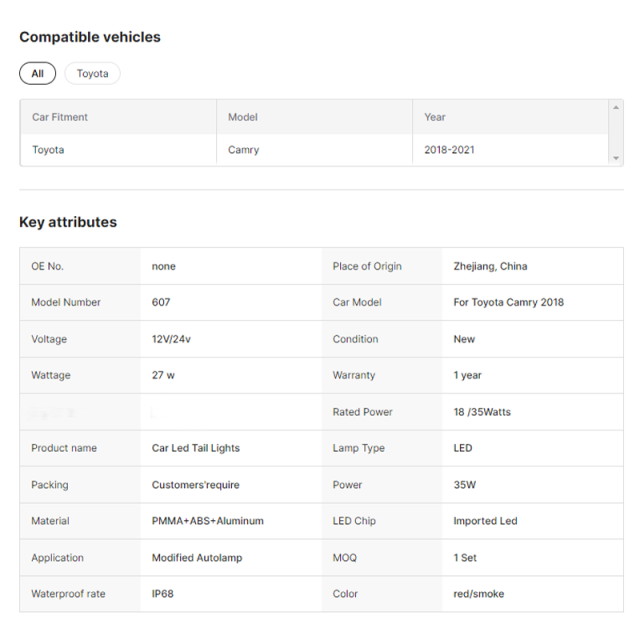 Auto Parts Modified Car Led Tail Lights for Toyota Camry 2018 Accessories