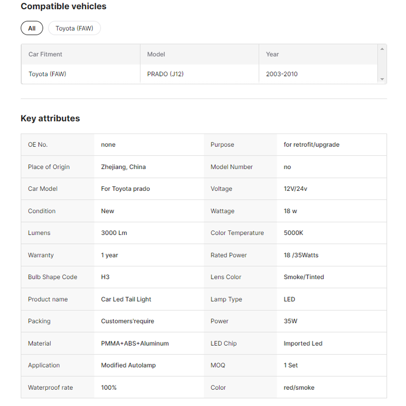 Car Accessories LC120 Led Tail Lights Rear Lamp for Toyota Land Cruiser Prado 2003 - 2009 Brake Light Turn Signal