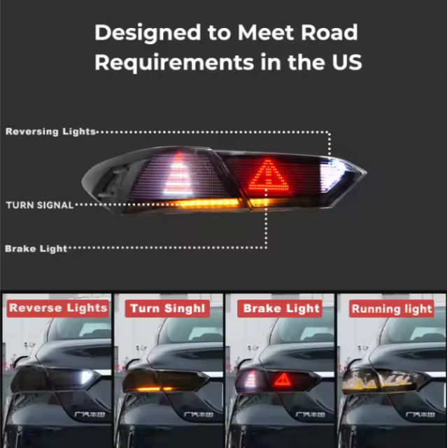 2018-2023 for Toyota Camry 8 Gen Th LE/SE/XLE/XSE/TRD RGB Digital LED Tail Lights Rear Lamps Smoke Lens ABS Material