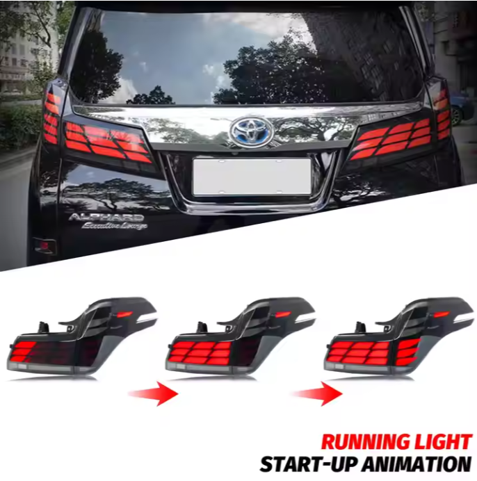 Auto Back Rear Spoiler Lamp 2015-2018 2019-2023 Year Smoke Red 12V LED Tail Lamp for TOYOTA ALPHARD VELLFIR 30 SERIES 35 SERIES