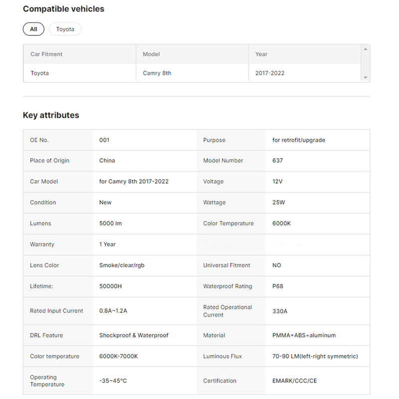 Modified Smoke RGB Car Rear Lamp for Toyota Camry 2018 8th Gen SE LE XSE XLE LED Tail Lights Car Lamp Assembly