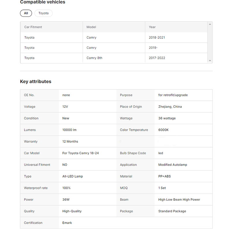 Devil Eyes Headlight for 2018-2024 Toyota Camry Aurion XSE XLE TRD LE SE Hybrid 8th Gen Car Accessories Front Lamp 6000k Color