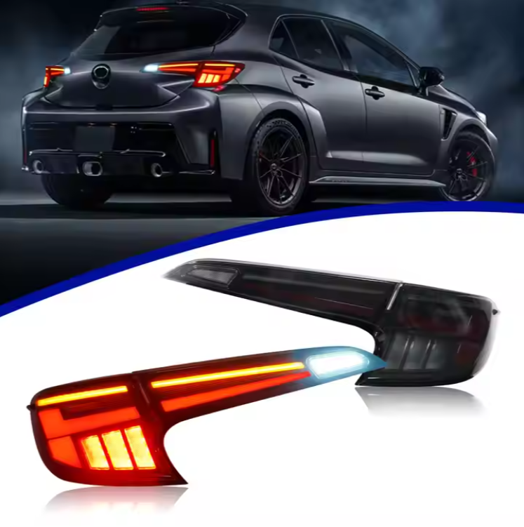 For Toyota GR Corolla Hatchback 2009+ UpLED Tail Lights Auto ABS Material Rear Lamp Red Clear Lens 12V Turn Signal Car Taillamp