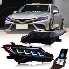 RGB Style Led Headlight for Toyota Camry 2018-2023 Sedan Head Lamp APP Control Quad Beam Front Light