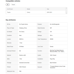 2018-2023 for Toyota Camry 8 Gen Th LE/SE/XLE/XSE/TRD RGB Digital LED Tail Lights Rear Lamps Smoke Lens ABS Material