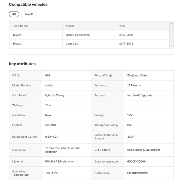 Led Tail Lamp Modified Led Tail Lights for Toyota Camry 8th Gen Taillight 2018-2023 Accessory