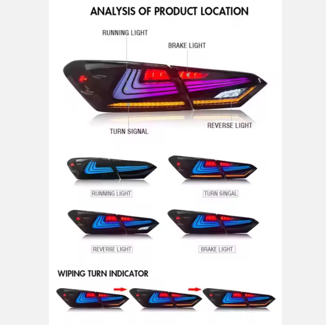 RGB Style Led Tail Light for Toyota Camry 2018 2019 2020 2021 2022 Rear Bumper Lamp