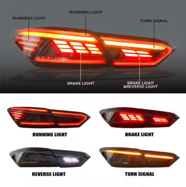 Factory 2018-2024 For Toyota Camry SE XSE LE Lexus Style Sequential Rear Lamps Assembly Hot Sale Smoke LED New Red ABS
