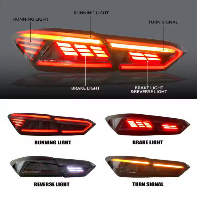 Factory 2018-2024 For Toyota Camry SE XSE LE Lexus Style Sequential Rear Lamps Assembly Hot Sale Smoke LED New Red ABS