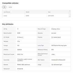 for Lexus IS250 Day Running Light RGB