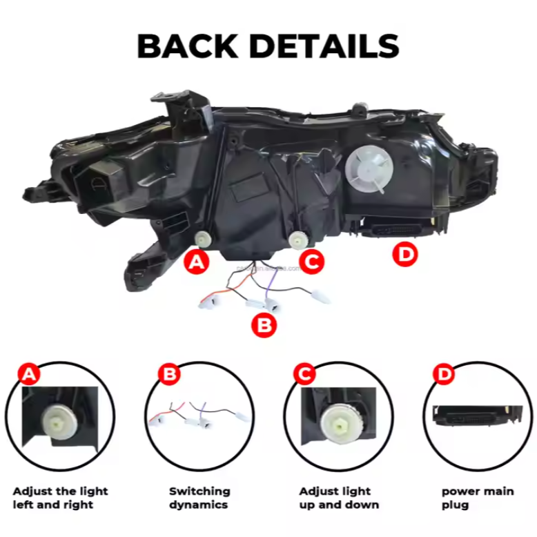 HRS LED Headlamps Assembly for 2018-2022 Toyota Camry XV70/SE/LE/XSE/XLE Front & Rear DRL Bulbs Made of ABS Material