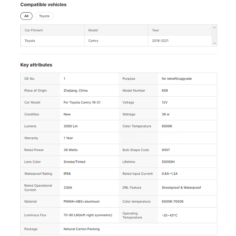 Stop Light Back Rear Light RGB Color Sequential for TOYOTA camry 2016-2023