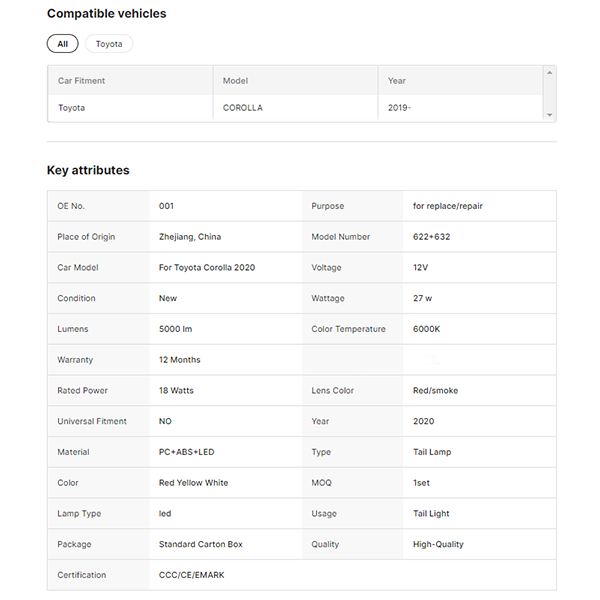 Full LED Tail Lights Back Rear Lamp 2020 2021 2022 2023 2024 Spoiler Lamp for Toyota Corolla SE LE Sedan