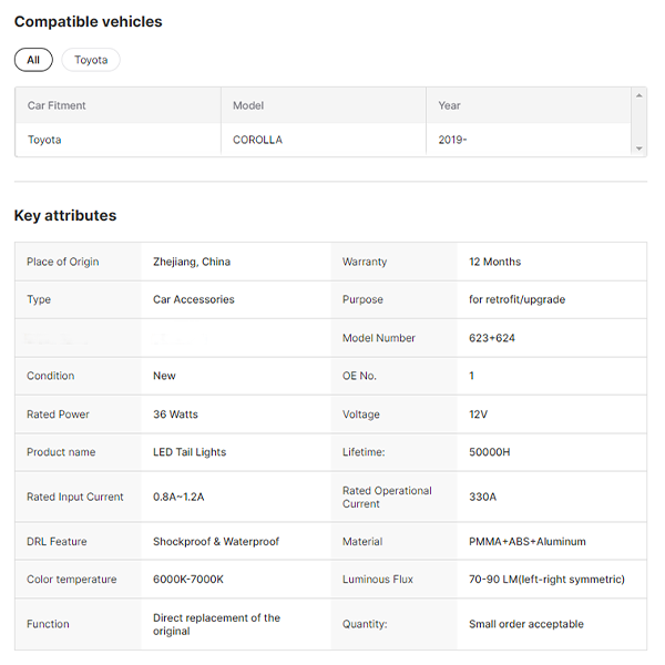 Factory Led Rear Lamp Car Tail Light Lamp for Toyota Corolla Levin Rear Lights 2020