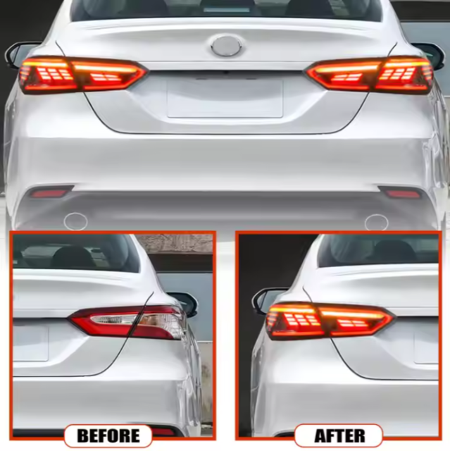 Factory 2018-2024 For Toyota Camry SE XSE LE Lexus Style Sequential Rear Lamps Assembly Hot Sale Smoke LED New Red ABS